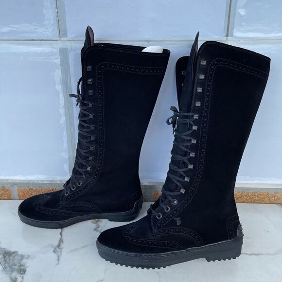 Tod's Gomminos combat moto style mid calf boots 6.5 - Picture 4 of 15